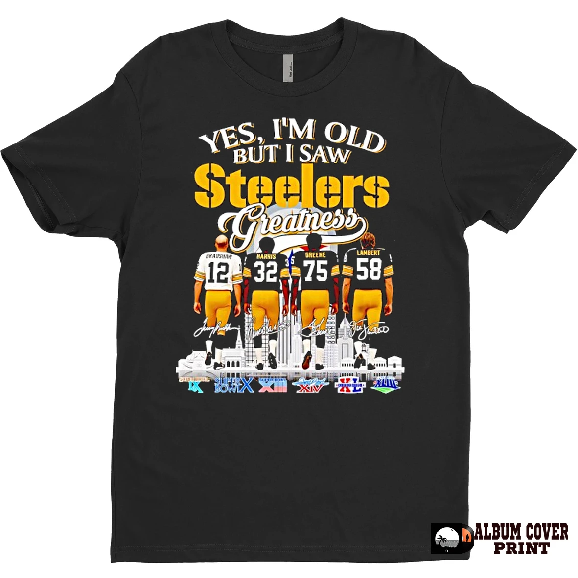 Original Yes Im Old But I Saw Pittsburgh Steelers Football Greatness Super Bowl Signatures T Shirt Sweater
