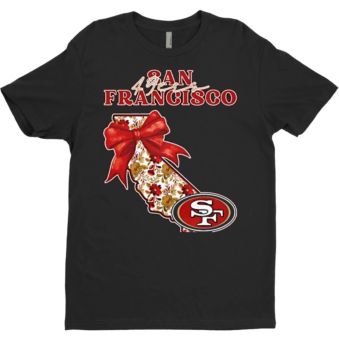 San Francisco 49ers Nfl Cozy State Bow 2025 Long Sleve T Shirt Sweater