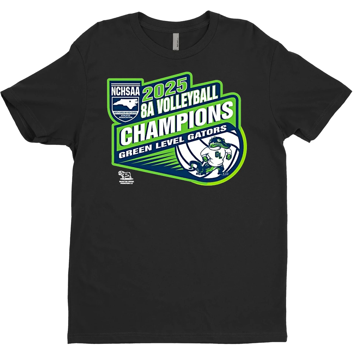 Original Green Level Gators 2025 Nchsaa 8a Volleyball Champions T Shirt Sweater
