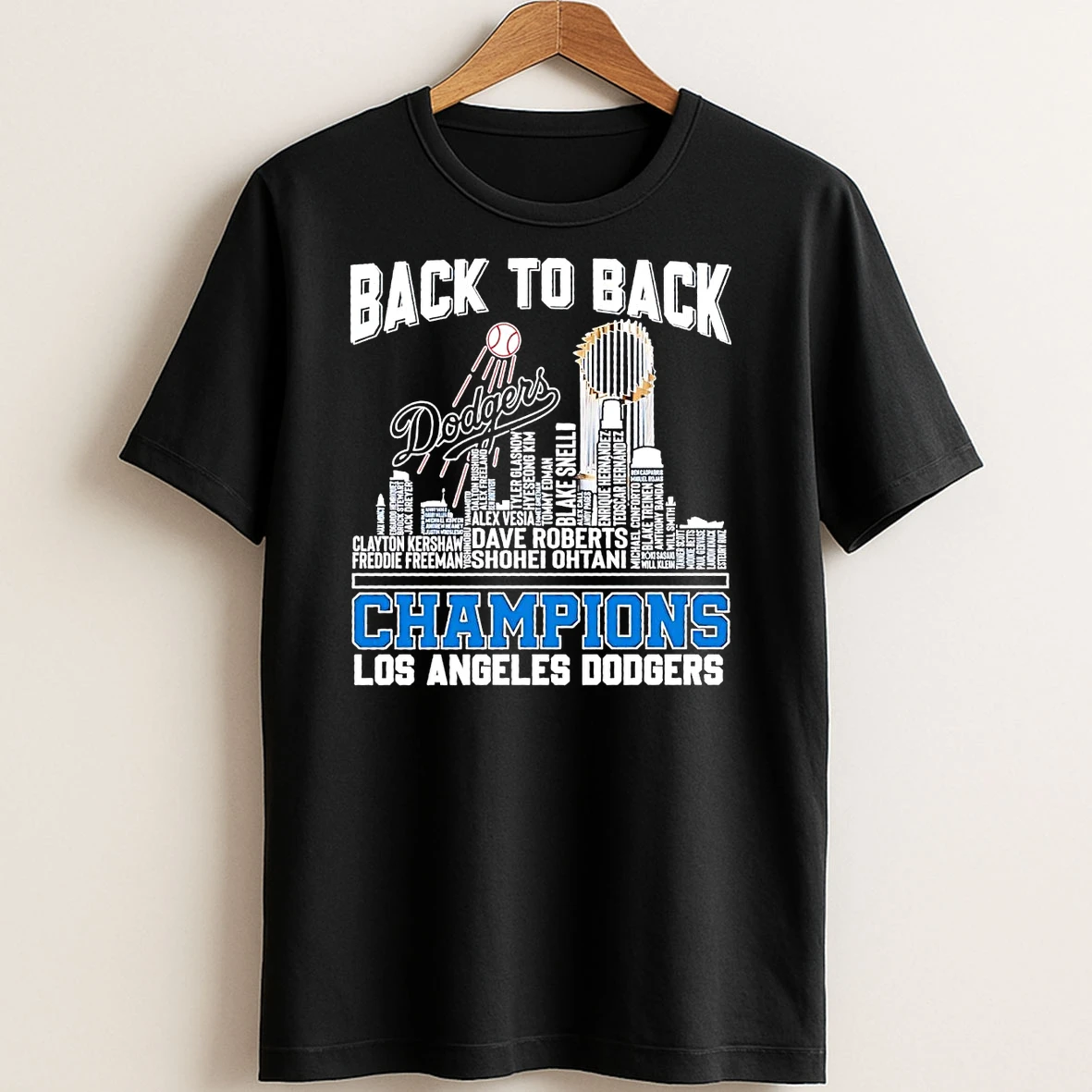 Original Los Angeles Dodgers Back To Back Champions Players Names T Shirt Sweater