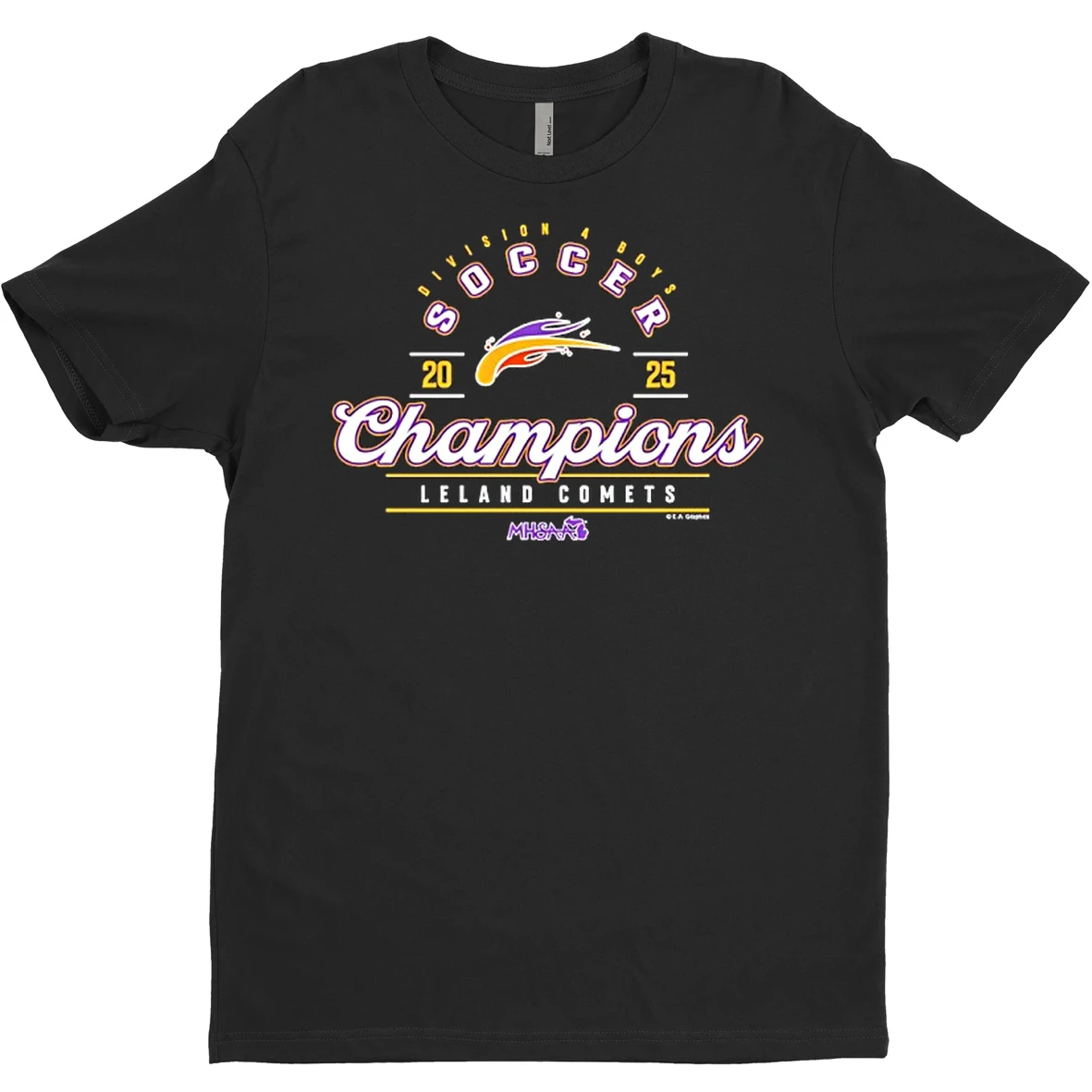 Original Mhsaa Boys Soccer D4 Champions Leland Comets 2025 Logo T Shirt Sweater