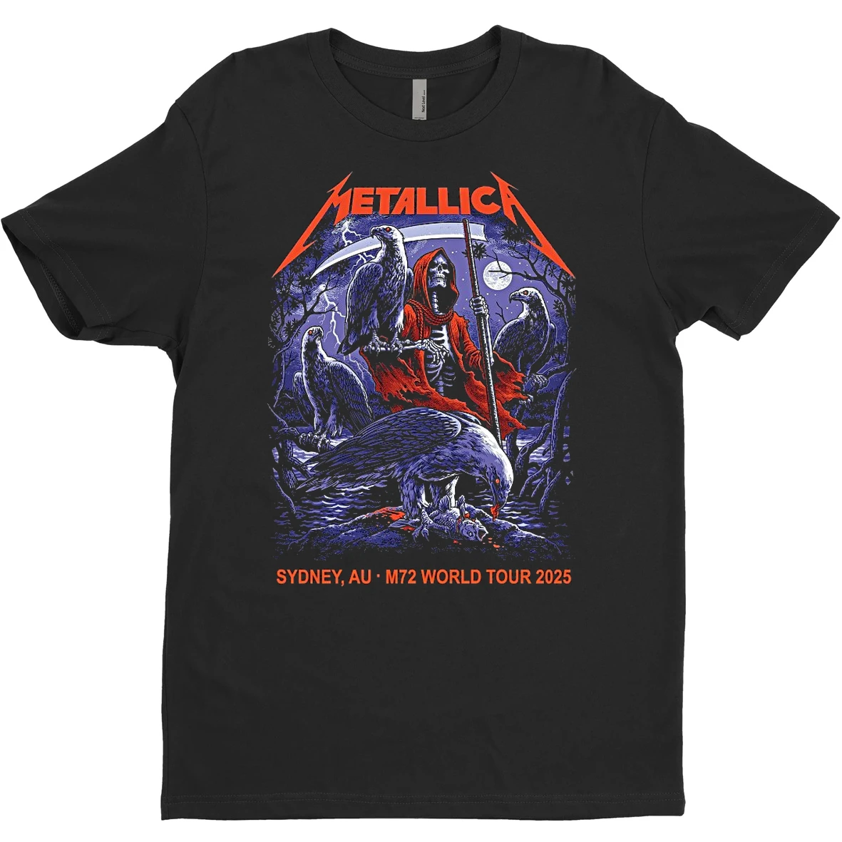 Original Metallica M72 Sydney Australia 2025 Venue At Accor Stadium On 15 November 2025 Skeletal Reaper With Eagles Art T Shirt Sweater