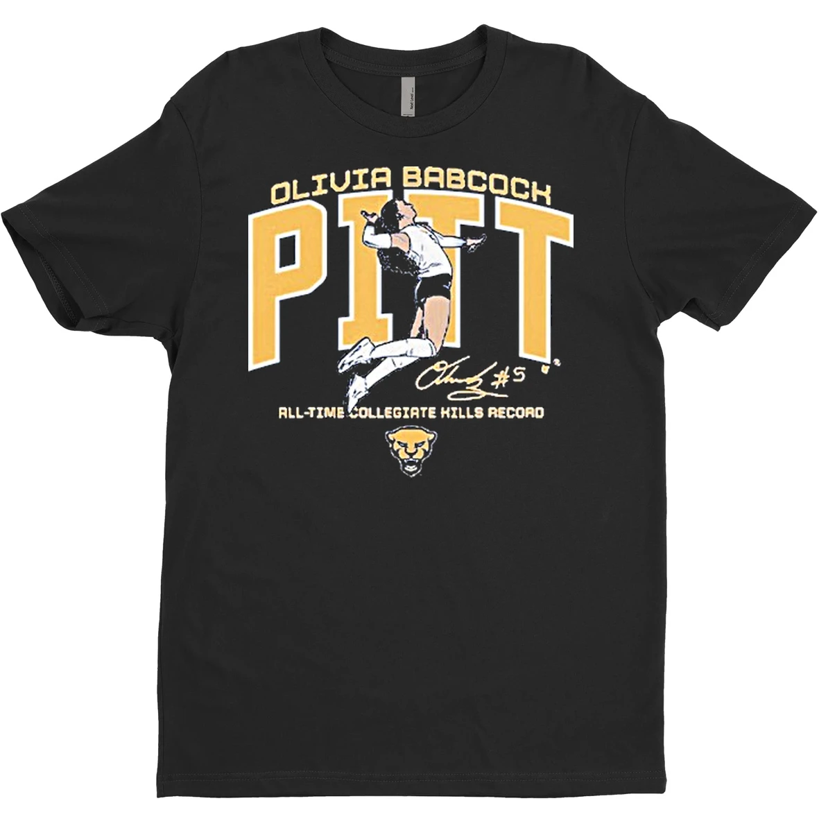 Original Pitt Volleyball Olivia Babcock Queen Of Kills All Time Collegiate Hills Record T Shirt Sweater