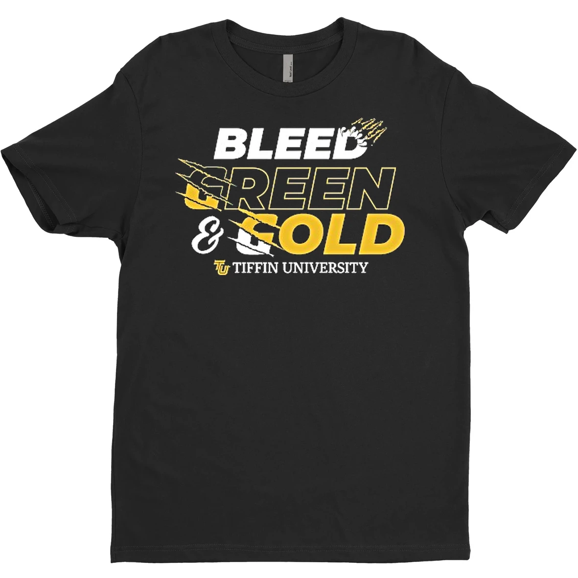Original Tiffin University Bleed Green And Gold T Shirt Sweater