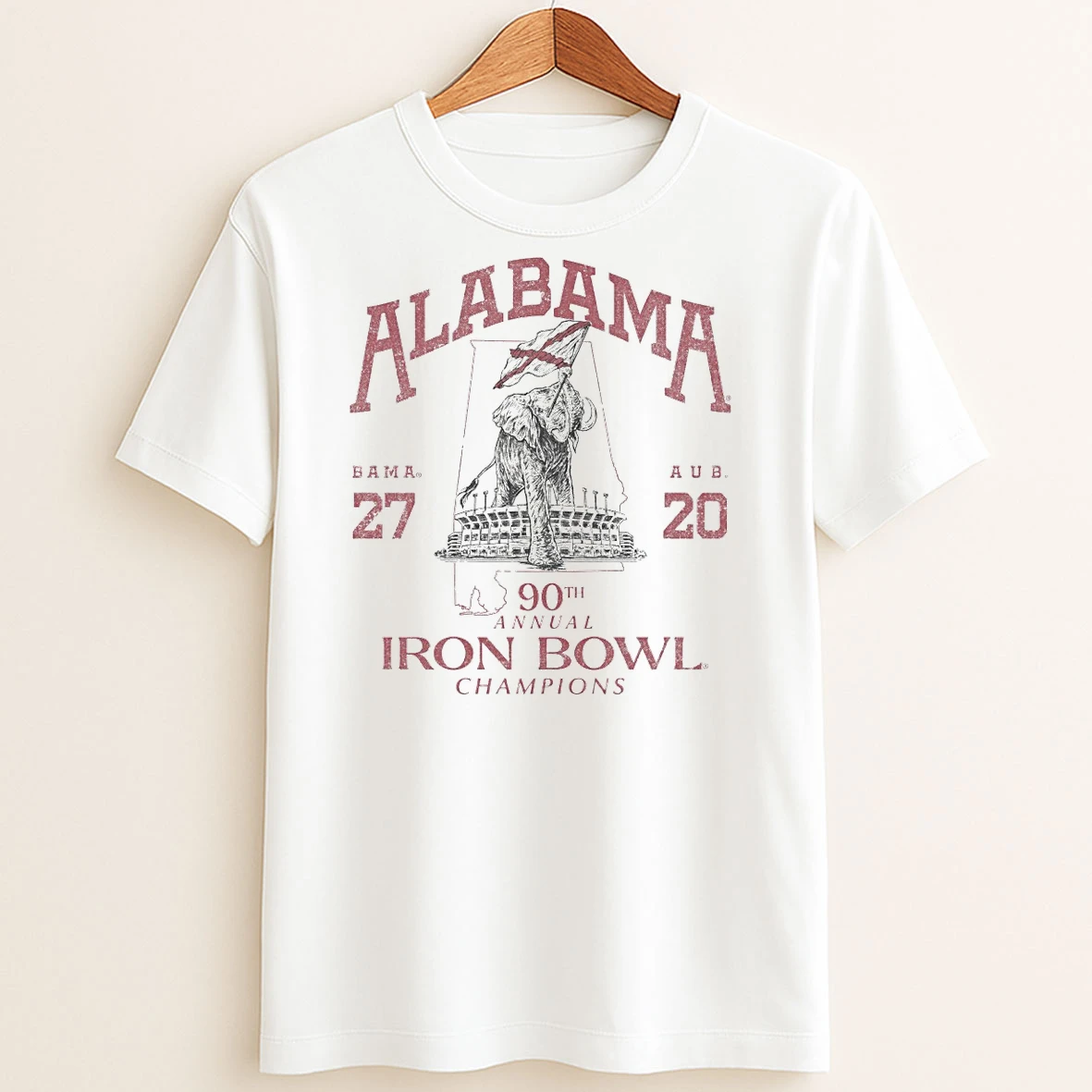 Original Alabama Crimson Tide Vs Auburn Tigers Score 27 20 90th Annual Iron Bowl Champions T Shirt Sweater
