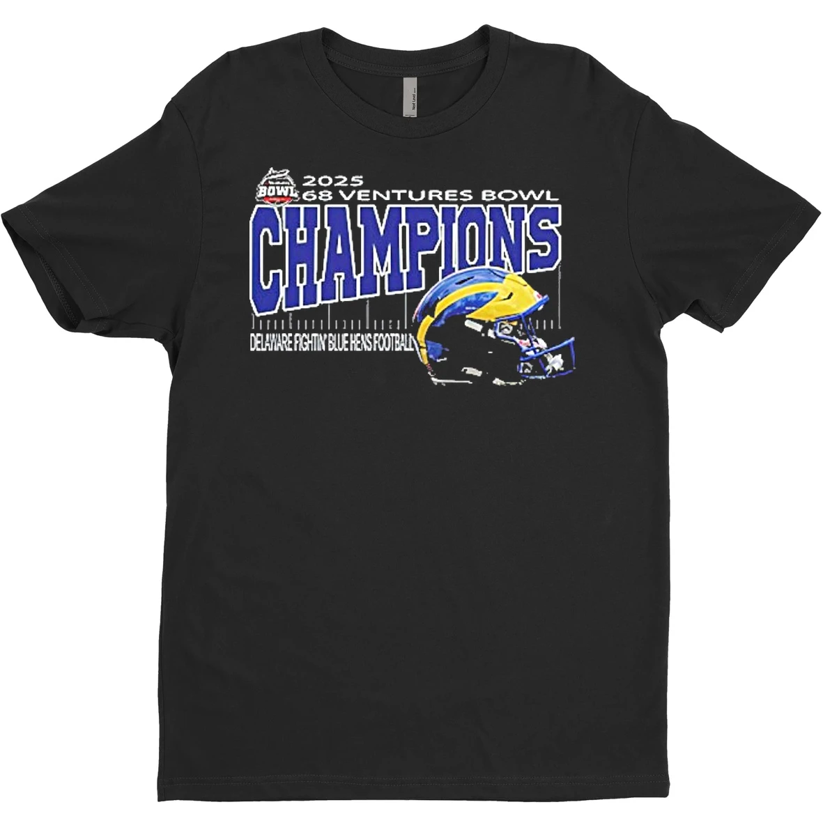 Original Delaware Fightinn Blue Hens 2025 68 Ventures Bowl Champions Helmet T Shirt Sweater