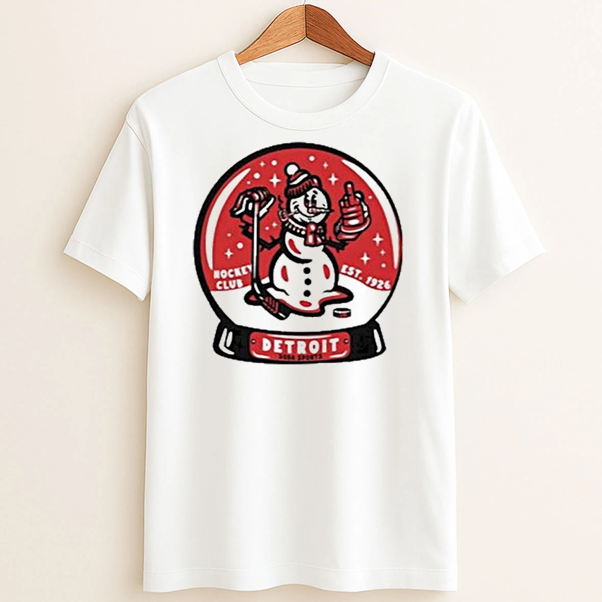 Original Detroit Hockey Frosty Snowman Snow Globe T Shirt Sweater