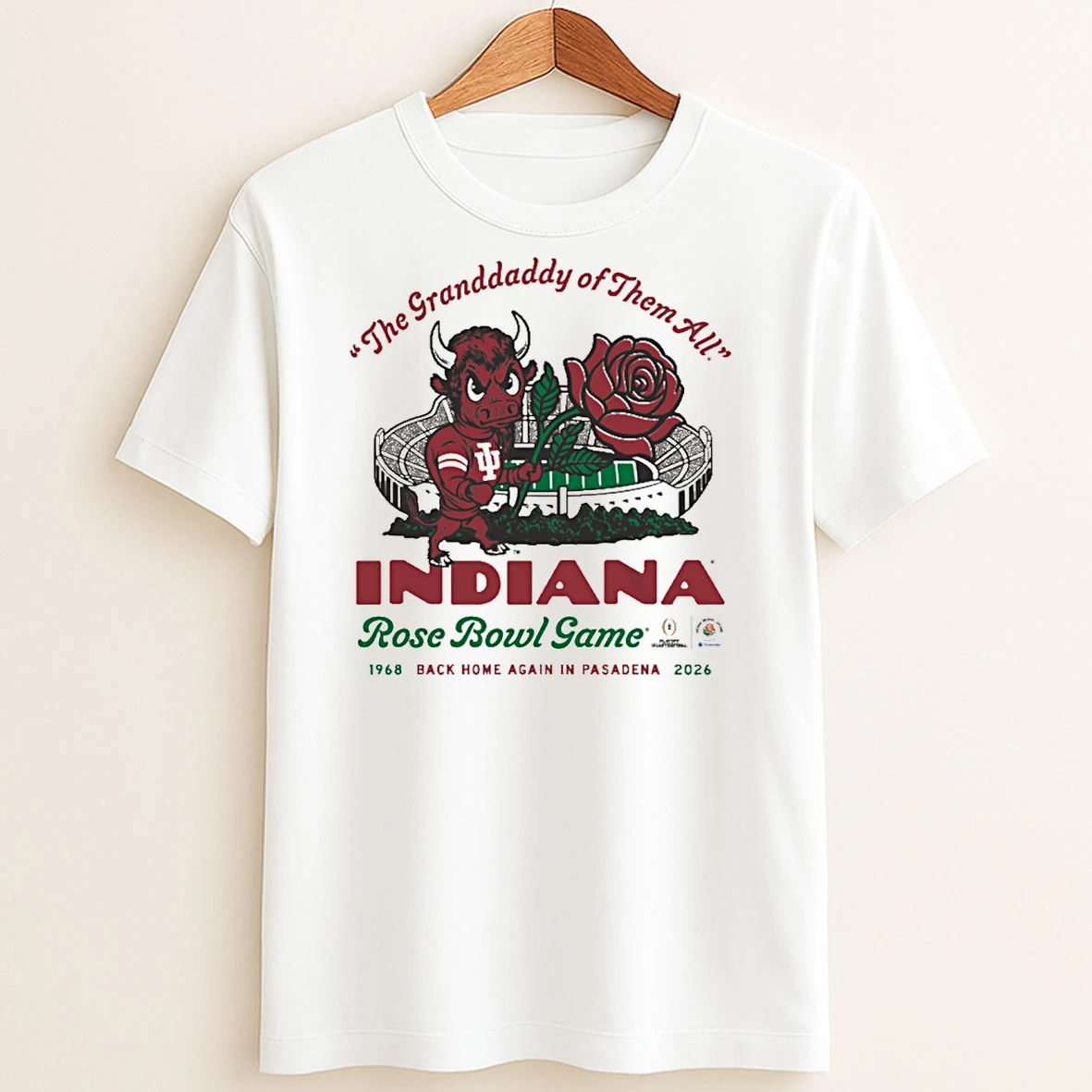 Original Indiana Hoosiers The Granddaddy Of Them All 2026 Cfp Rose Bowl Game Back Home Again In Pasadena T Shirt Sweater