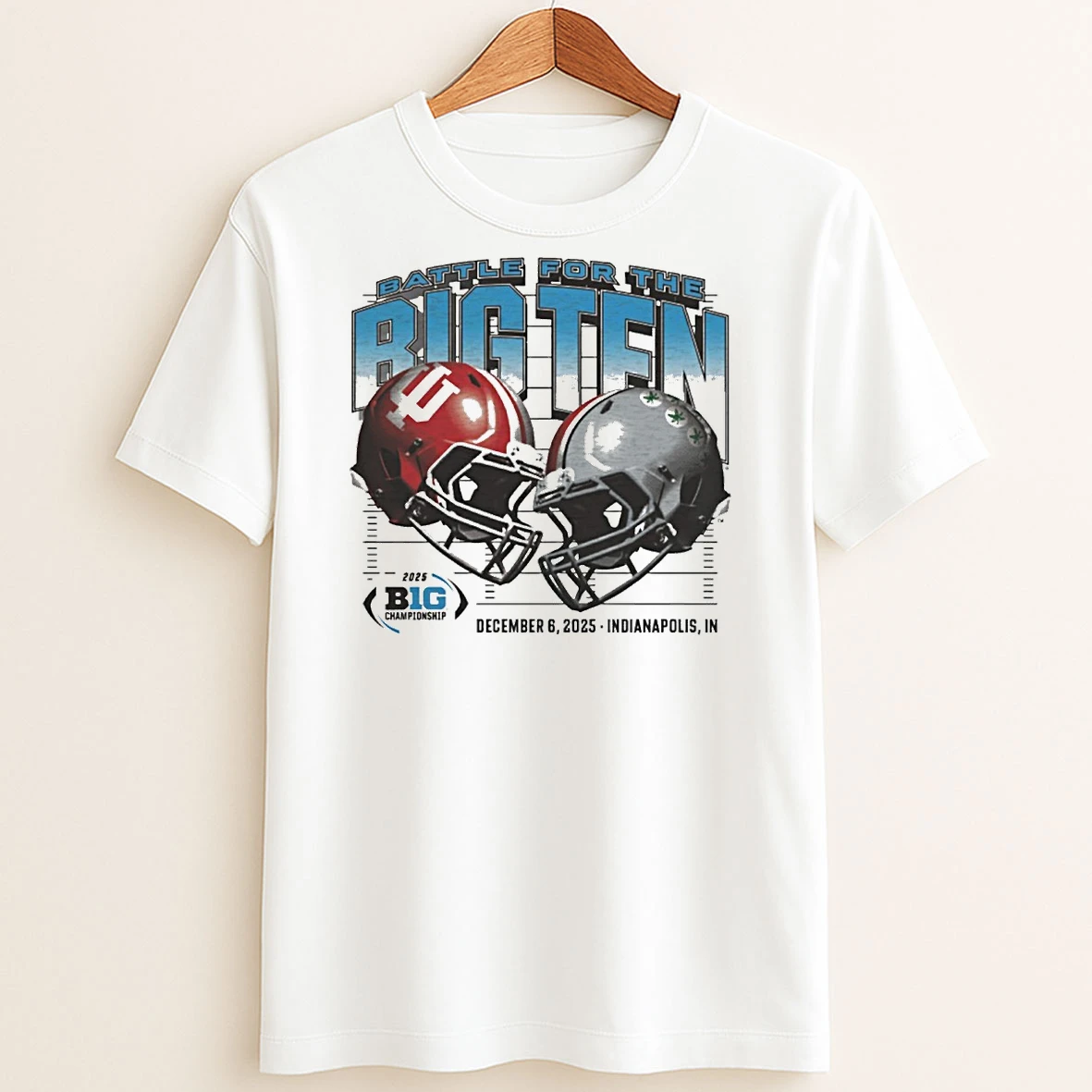 Original Indiana Hoosiers Vs Ohio State Buckeyes Battle For The Big Ten 2025 Homefield December 6 2025 Indianapolis In Helmets T Shirt Sweater