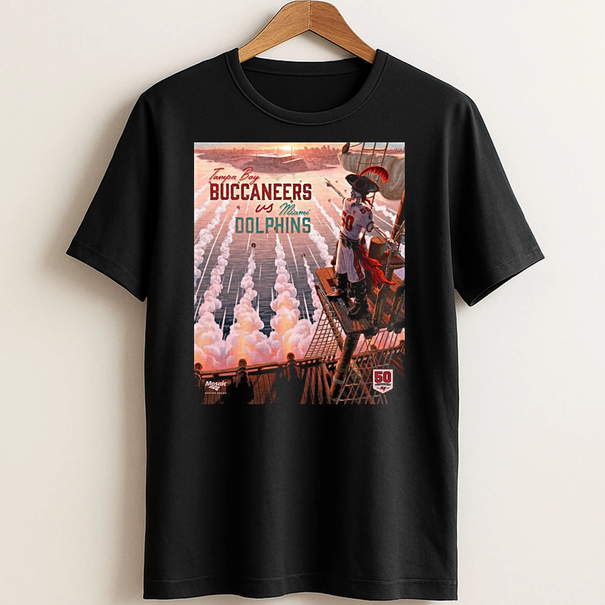 Original Nfl Game Tampa Bay Buccaneers Vs Miami Dolphins 2025 Mosaic Series T Shirt Sweater