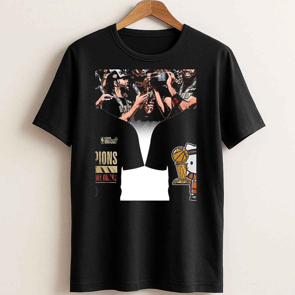 Original New York Knicks Kitty Ifts The Trophy Nba Cup 2025 Champions T Shirt Sweater