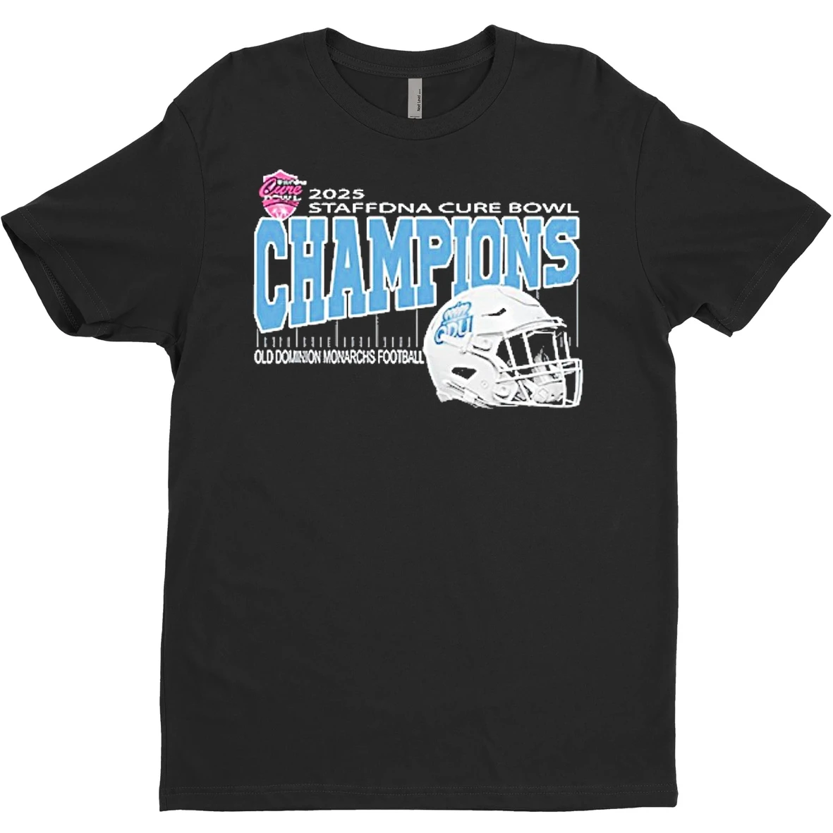 Original Old Dominion Monarchs 2025 Staffdna Cure Bowl Champions Helmet T Shirt Sweater