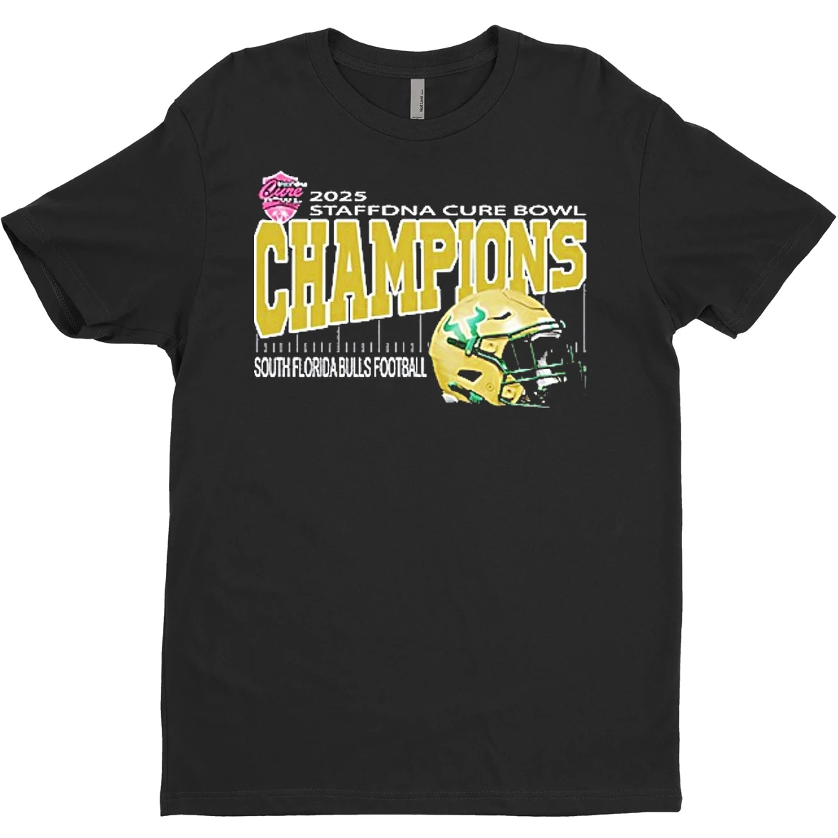 Original South Florida Bulls 2025 Staffdna Cure Bowl Champions Helmet T Shirt Sweater