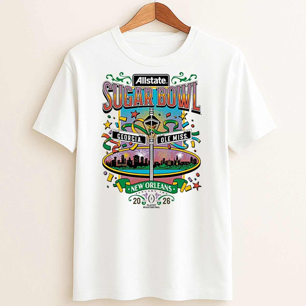 Original Sugar Bowl All State Ole Miss Rebels Vs Georgia Bulldogs New Orleans January 1 2026 Promotional Graphic T Shirt Sweater