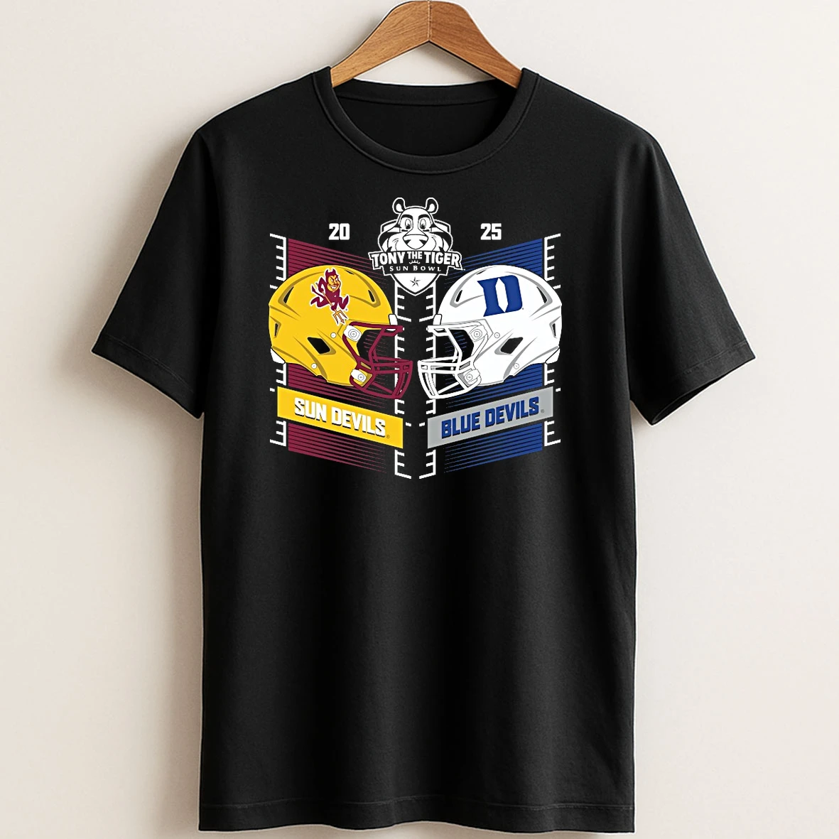 Original Sun Devils Vs Blue Devils 2025 Tony The Tiger Sun Bowl Head To Head Helmet T Shirt Sweater