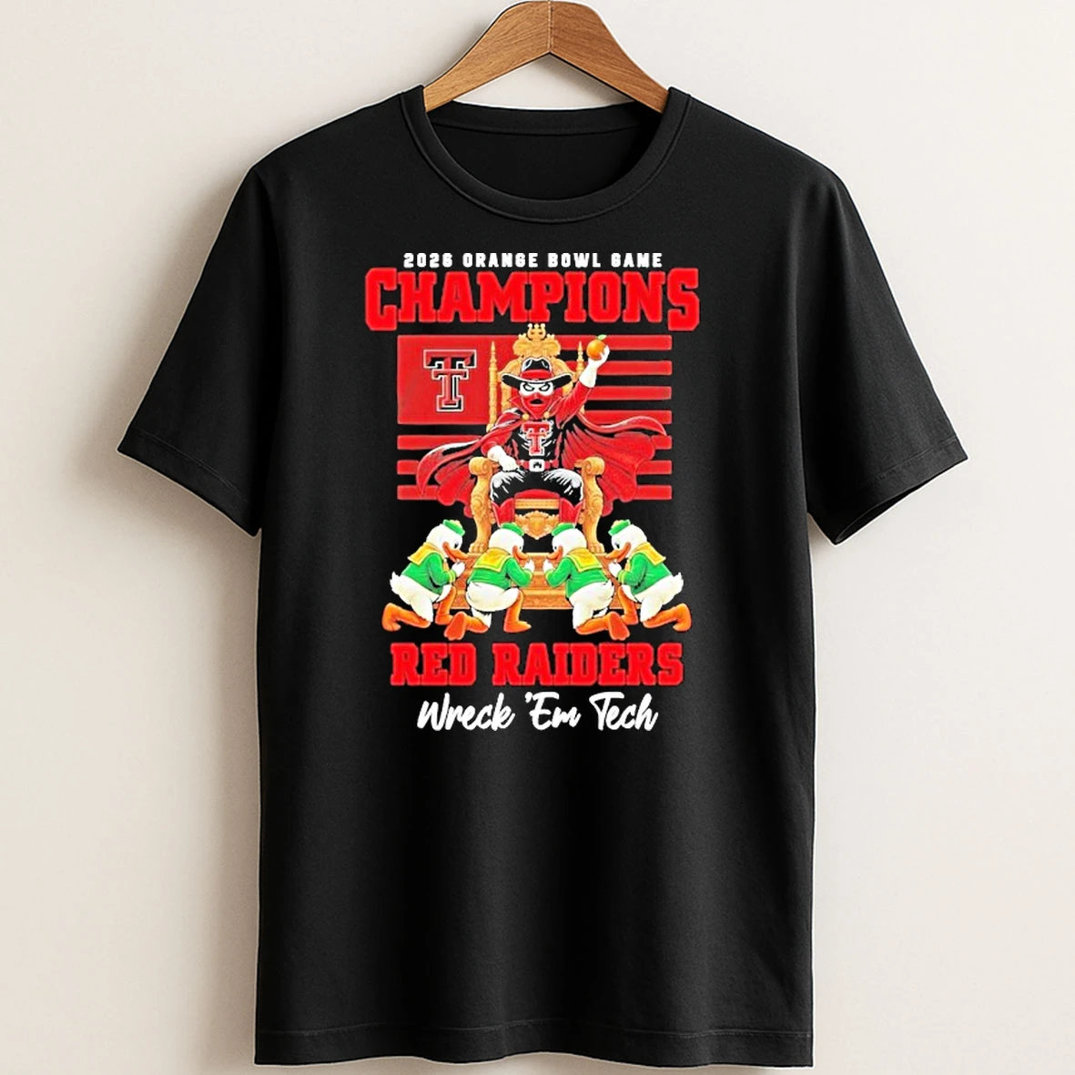 Original Texas Tech Red Raiders 2026 Orange Bowl Game Champions Wreck %ce%b3cyem Tech Mascot T Shirt Sweater