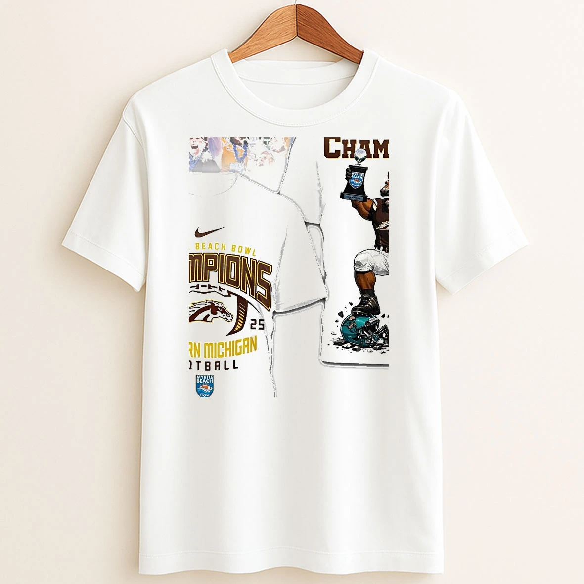 Original Western Michigan Broncos Football Ncaa 2025 Myrtle Beach Bowl Champions Mascot T Shirt Sweater