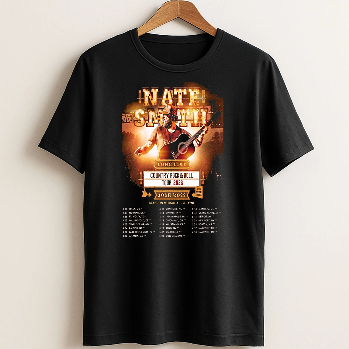 Original Nate Smith Country Rock Roll Tour 2026 T Shirt Sweater