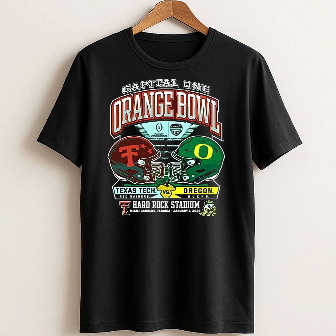 Original Texas Tech 2025 Orange Bowl Dueling Helmets Vs Oregon T Shirt Sweater