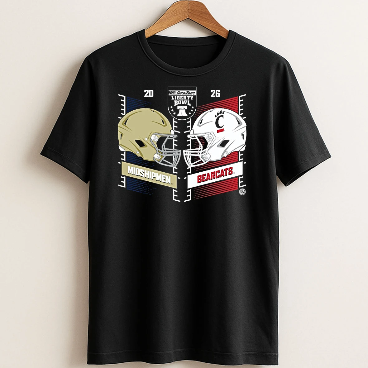 Albumcoverprint Mercuryshirt 20251210_122305 66_original Navy Midshipmen Vs Cincinnati Bearcats 2025 Autozone Liberty Bowl Head To Head Helmet T Shirt Sweater