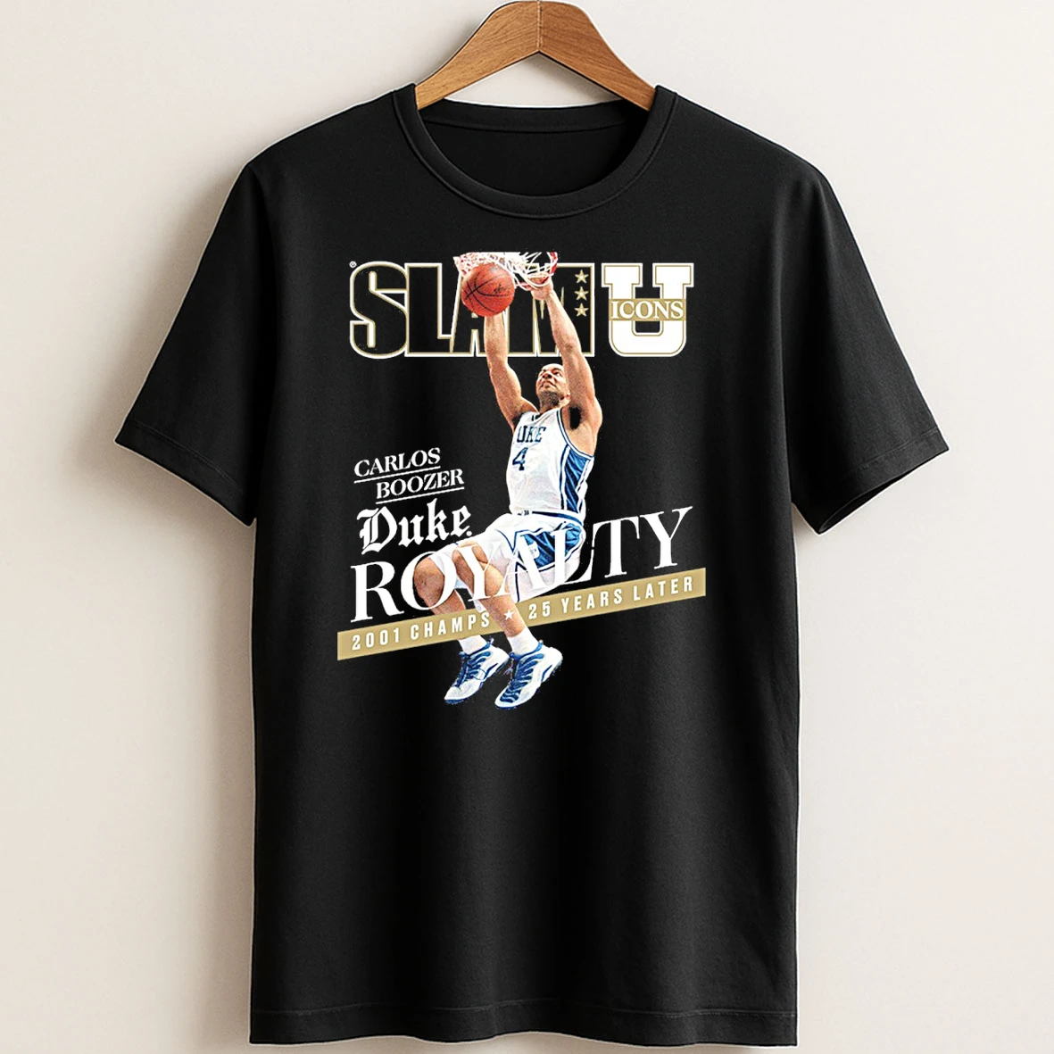 Original Slam U Icon Cover Carlos Boozer Duke Royalty 2001 Champs 25 Years Later T Shirt Sweater