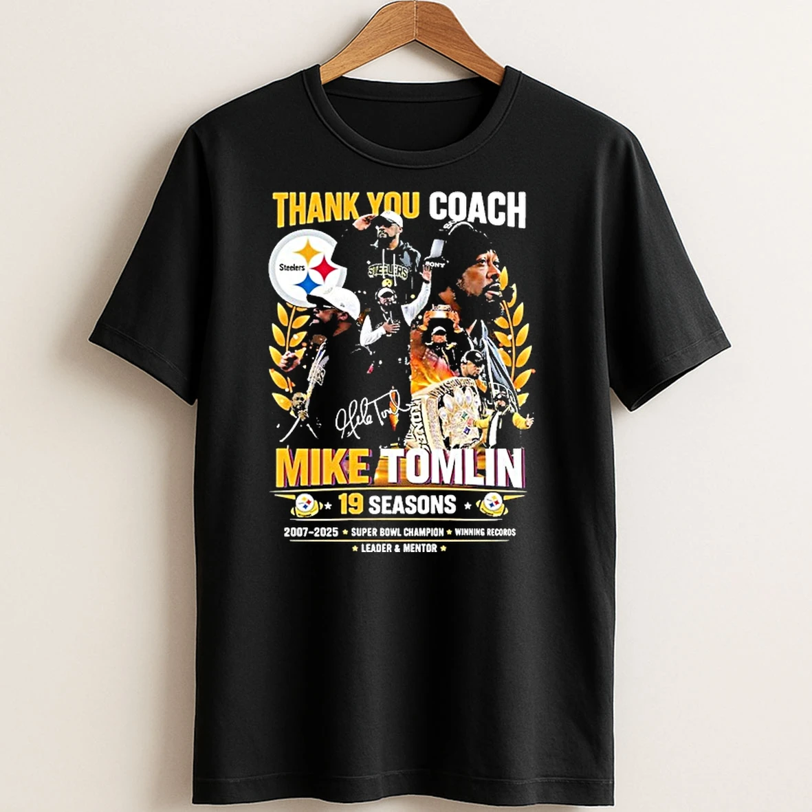 Original Steelers Thank You Coach Mike Tomlin 19 Seasons 2007 2025 T Shirt Sweater