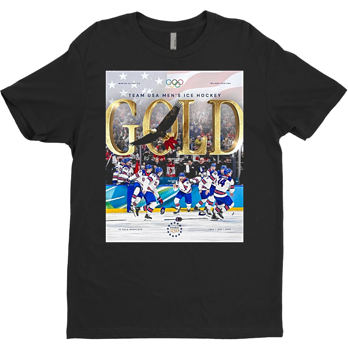 Original 2026 Milano Cortina Winter Olympics Usa Mens Ice Hockey 3x Gold Medal 1960 1980 2026 T Shirt Sweater
