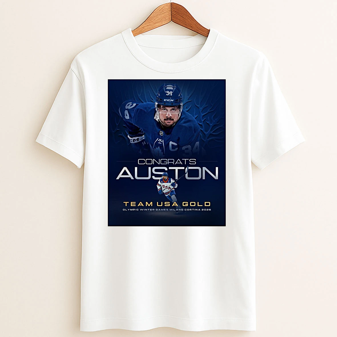 Original Congarts Auston Matthews Team Usa Gold Olympic Winter Games Milano Cortina 2026 T Shirt Sweater