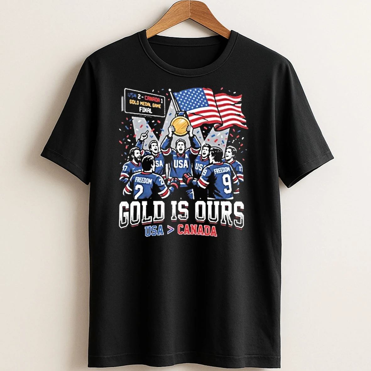 Original Gold Is Ours Hockey Usa Beat Canada Champions T Shirt Sweater