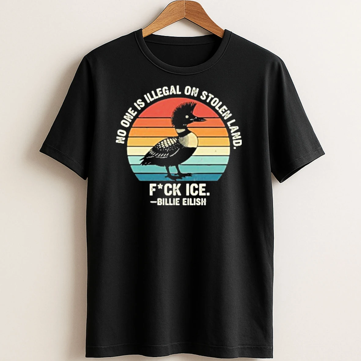 Original No One Is Illegal On Stolen Land Fuck Ice Billie Eilish Loon T Shirt Sweater