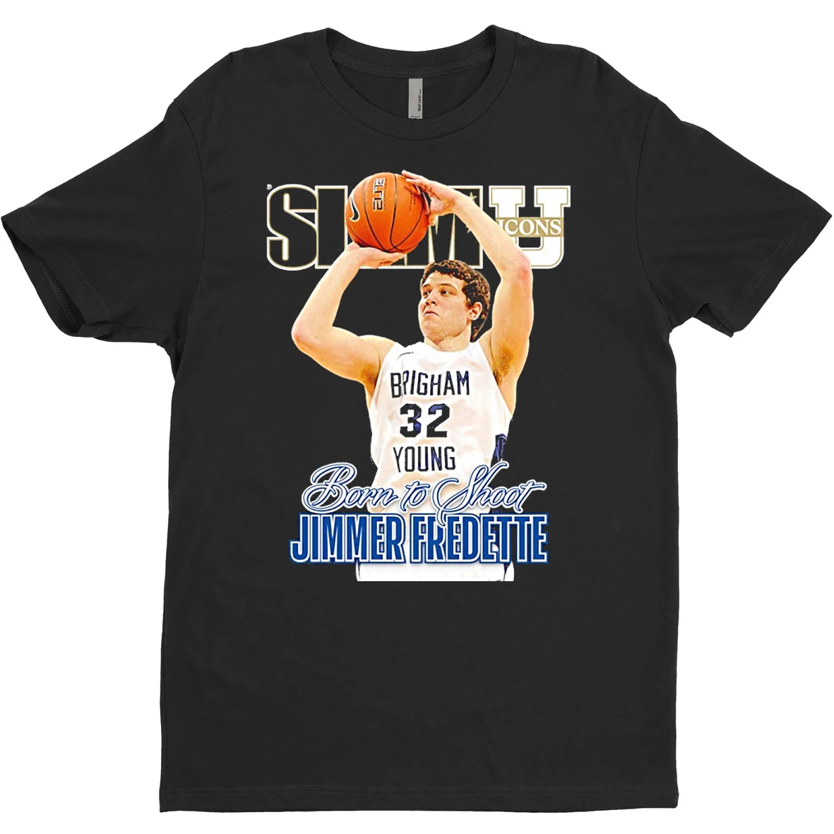 Original Slam U Icons Born To Shoot Jimmer Fredette Brigham Young Basketball T Shirt Sweater