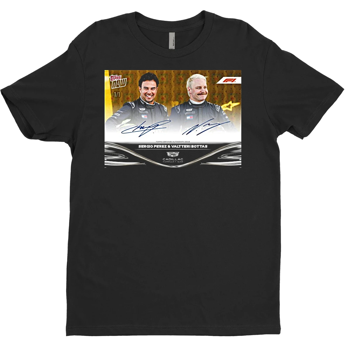 Original Sergio Perez And Valtteri Bottas Topps Certified Autograph Issue Cadillac F1 Team Topps Now Signatures T Shirt Sweater