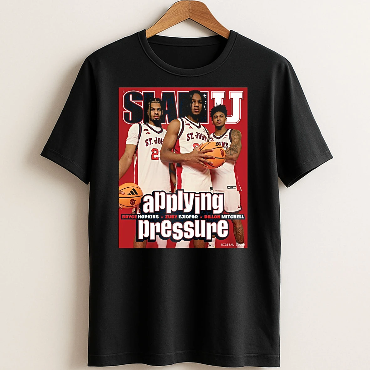 Original Slam U St Johns Red Storm Applying Pressure Bryce Hopkins Zuby Ejiofor And Dillon Mitchell T Shirt Sweater
