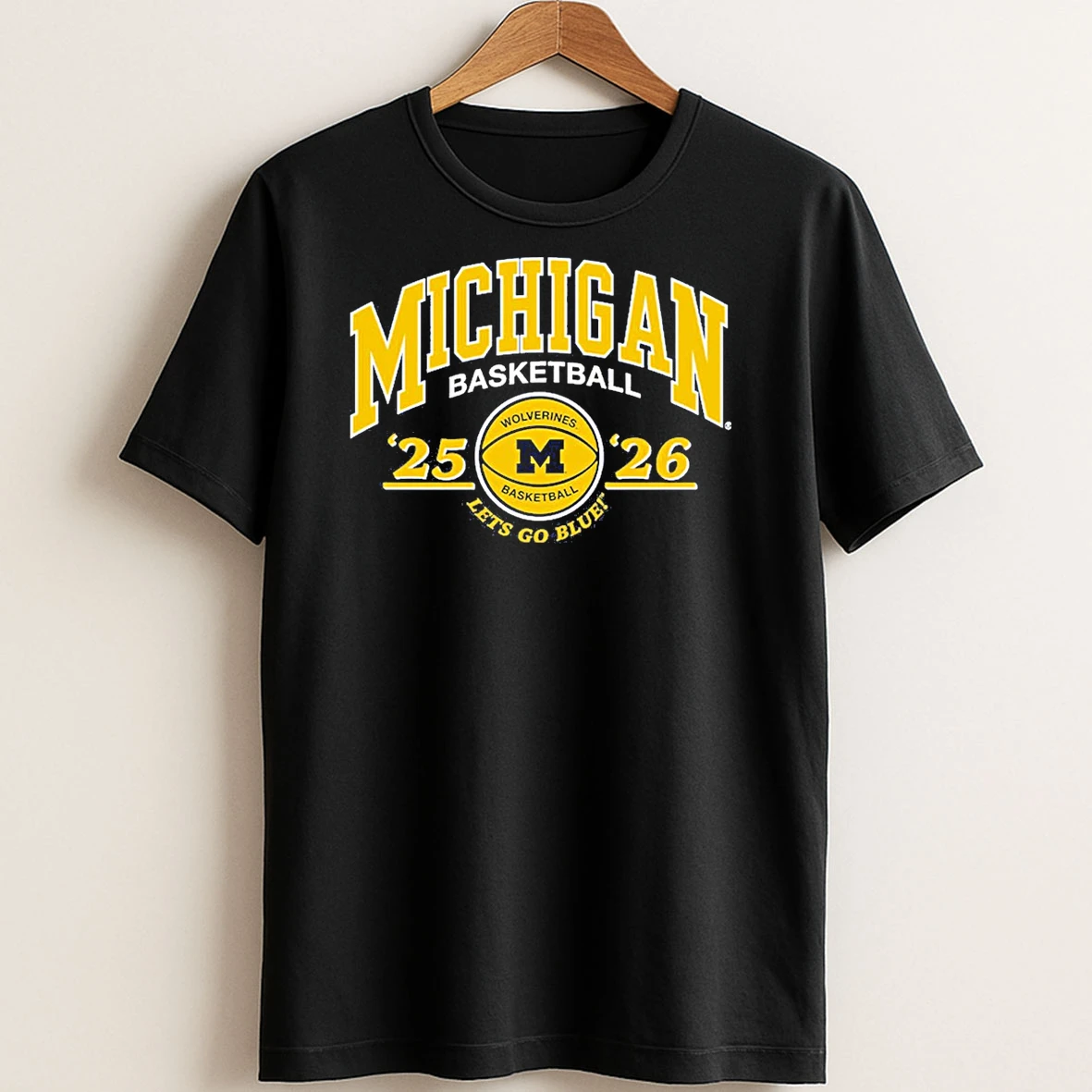 Original University Of Michigan Wolverines 2025 2026 Basketball Lets Go Blue T Shirt Sweater